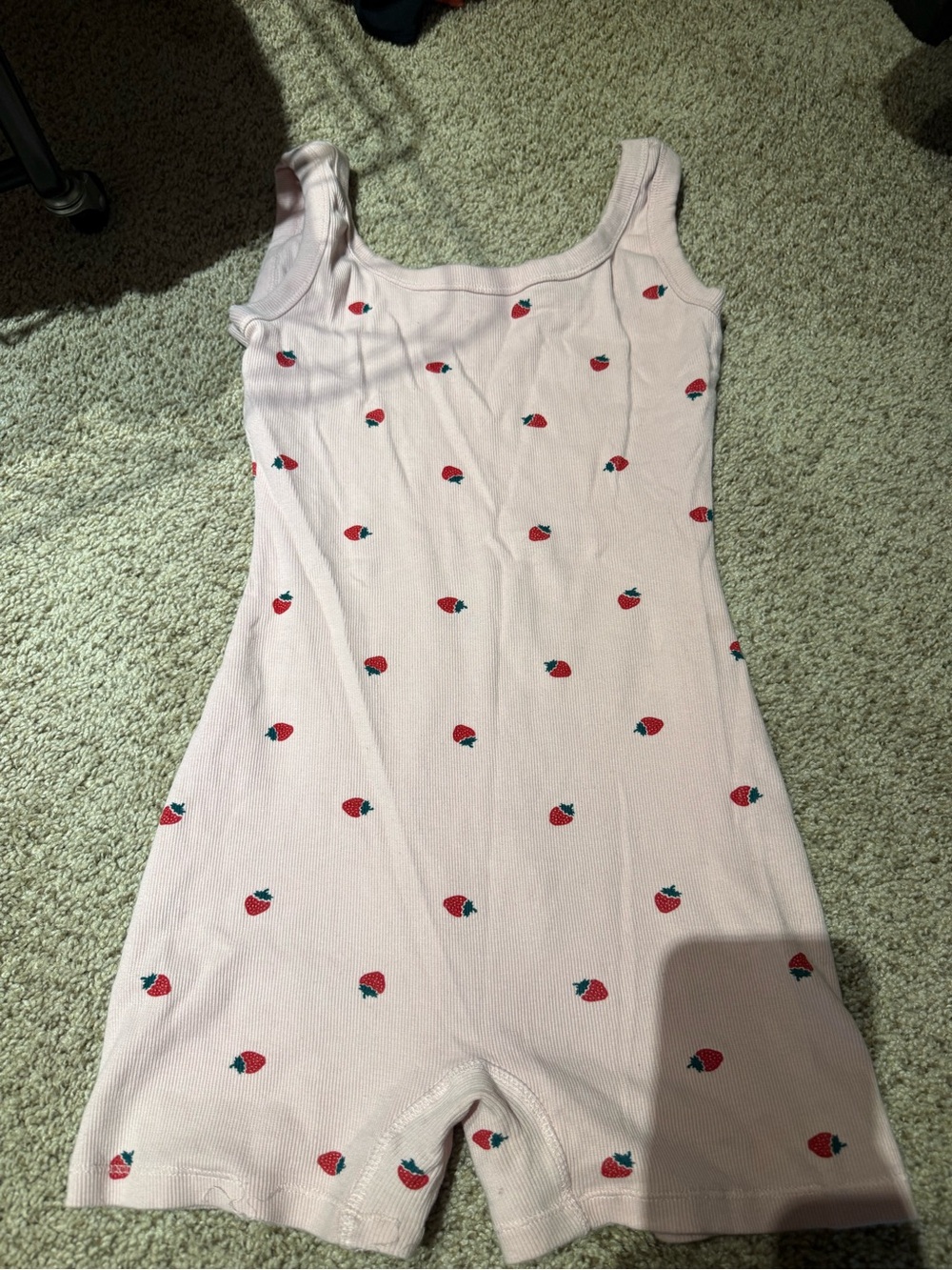Pink Strawberry-Print Sleeveless Romper